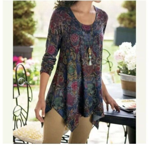 Soft Surroundings Tops - Soft Surroundings Women's Paisley Floral Scoop NecK SIZE XS